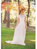 Cap Sleeves Ivory Lace Chiffon Vintage Outdoor Wedding Dress Cap Sleeves Ivory Lace Chiffon Vintage Outdoor Wedding Dress